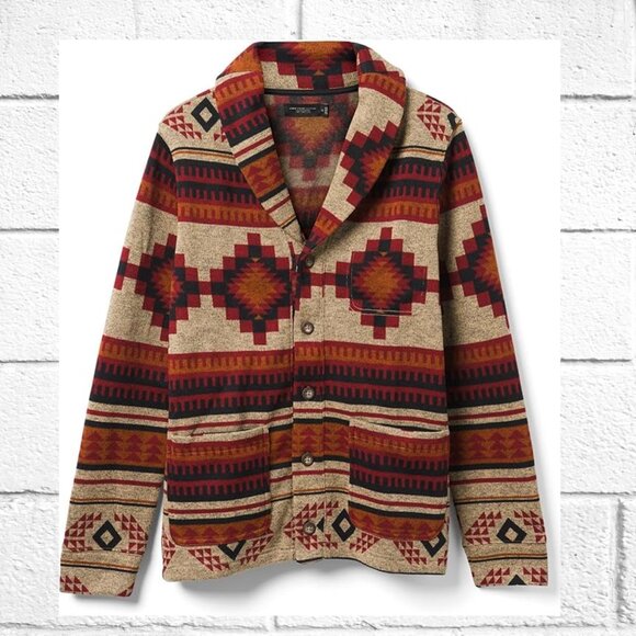 NWT! Soft & Comfy Long-Sleeve Sweater Coat w/Southwestern Design & Button Close - Picture 1 of 15